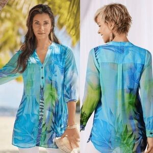 Soft Surroundings Blue and Green Tunic